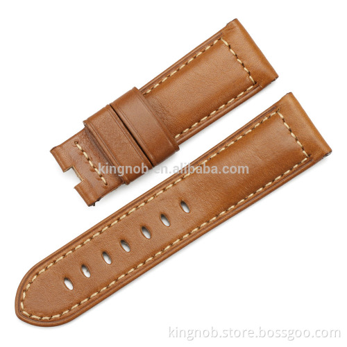 24mm stainless steel deployment style clasp watch strap leather band watch for panerai